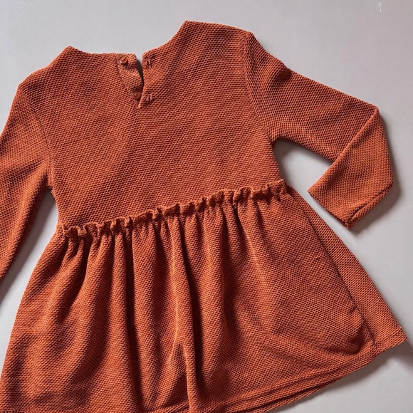 ZARA Baby Ruffle Pleated A-Line Double Layered Waffle Knit Long Sleeve Dress - Picture 9 of 10